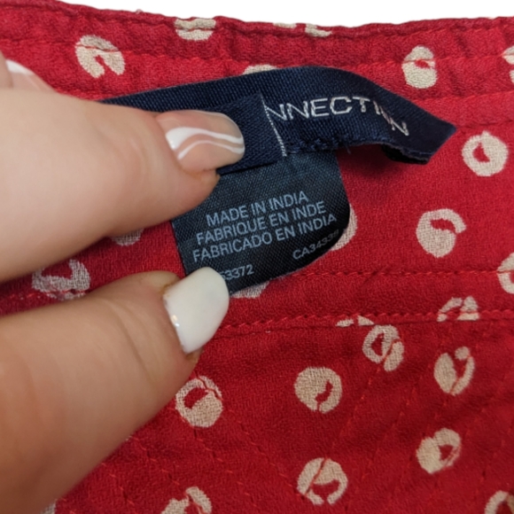 French Connection Red Polka Dot Button Down Shirt Size 6 ❤️ - Picture 4 of 13